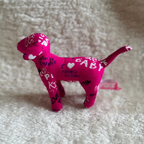 Victoria's Secret PINK | Graffiti Magenta Mini Dog | 2010 Retired VS Plushie - Picture 1 of 10